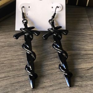 Black Serpent & Dagger Earrings